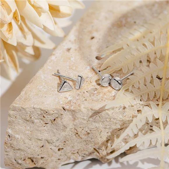 14K Gold Plated Sterling Silver Circle  Dot Cute Dainty Earrings for Women - Picture 2 of 5